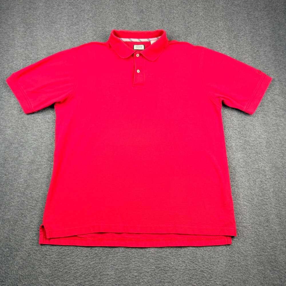 IZOD‎ Men's L Large Red 100% Pima Cotton Short Sleeve Collared Polo Shirt